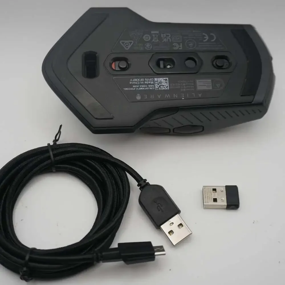 Alienware AW610M Wired/Wireless Gaming Mouse with Charging Cable and USB Dongle